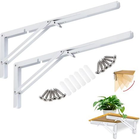 Trépied pliable de 50 cm (20 pouces), support de rangement à monter soi-même, cadre de support, compatible avec les tables pliantes, blanc, lot de 2 (1/5)