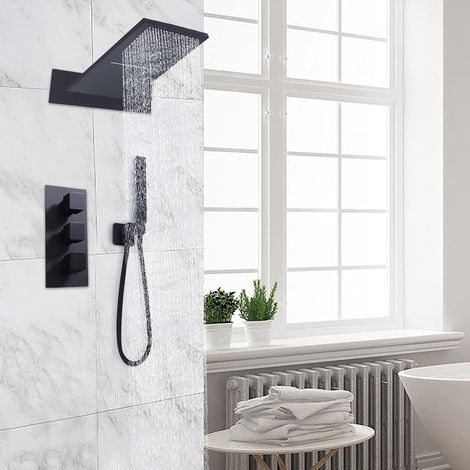 Ensemble d'équipement de douche thermostat noir Dark Set de douche à saupoudrer 3 Fonctions douche à main (1/5)