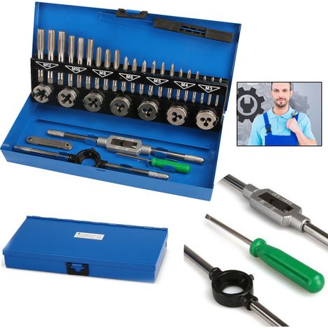 Hengmei – Coffret tarauds et filières 32 pièces – Acier HSS – Tailles M3 à M12 – Boîtier robuste avec poignée – Pour filetage précis - M3-M12 (1/5)