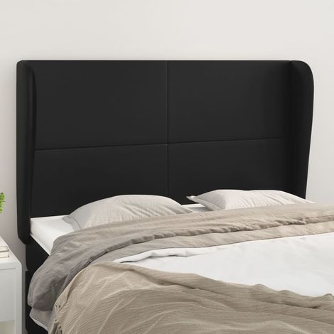 Tête de lit avec oreilles Noir 147x23x118/128 cm Similicuir vidaXL (1/5)