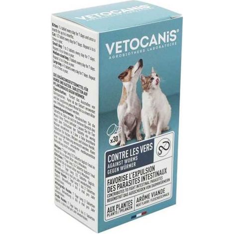 Compressi contro i vermi intestinali - VETOCANIS - VerZen - Per cani e gatti - Scatola da 30 compresse (1/3)