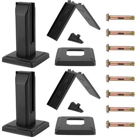 Lot de 2 pinces carrées en acier inoxydable 304 pour garde-corps en verre - Noir - Pour piscine, clôture, terrasse, balustrade, balcon, terrasse, escaliers, intérieur et extérieur (1/5)