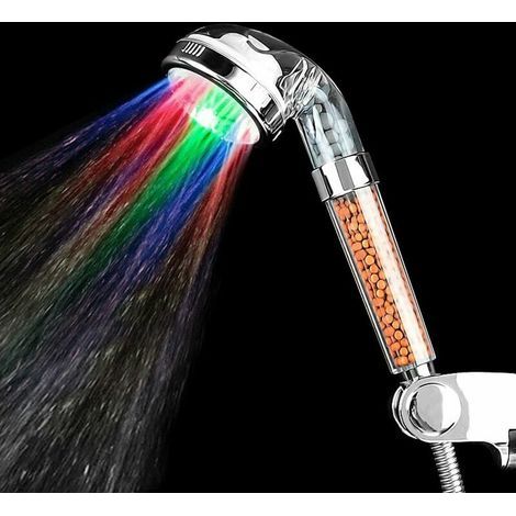 Pommeau de Douche à LED Filtration Tête de Douche Lumineux Douchette avec 7 Couleurs Changeantes Augmentation de Pression de l'Eau (1/5)
