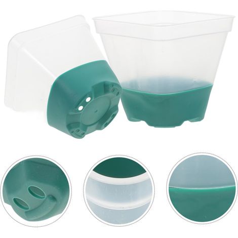 pots carrés en transparents pour plantes Bureau Balcon Décoratif Plastique (1/5)