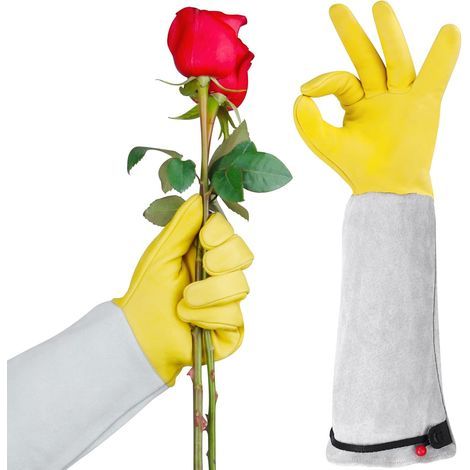Gants de jardinage unisexes, jaunes, taille L (46,510,7cm), une paire, gants durables et résistants à la perforation avec poignets réglables. (1/5)