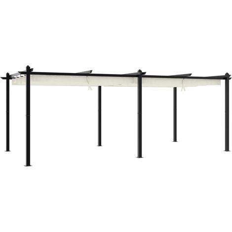 Tonnelle de jardin avec toit rétractable crème 3x6 m aluminium