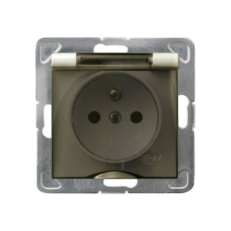 Presa singola p/t con messa a terra 2P+Z IP44 con sportello antifumo senza cornice
