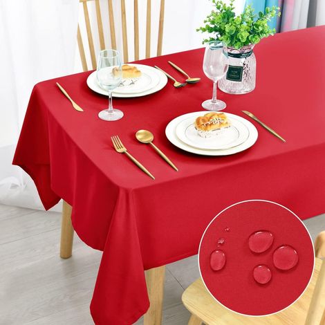 Nappe rectangulaire 130x160cm rouge imperméable antitache polyester lavable