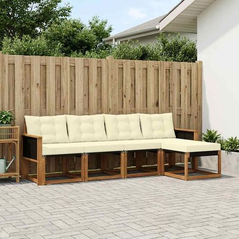 vidaXL Outdoor-Sofagarnitur mit Kissen 5 pcs Natur und Creme (1/5)