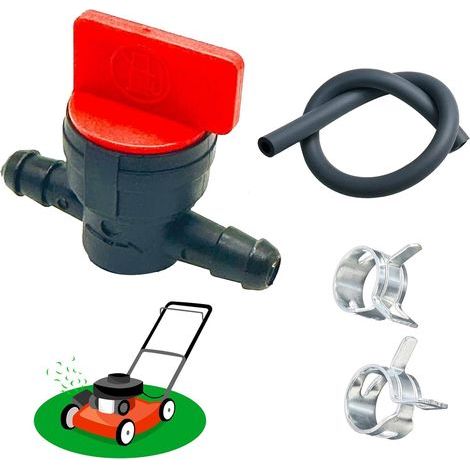 Lawnmower Fuel Taps, Universal Plastic Fuel Valve, Fuel Shut-Off Valve, Fuel Valves with 2 Clamps, 30CM Fuel Hose for Motorcycle, Mower (1/5)