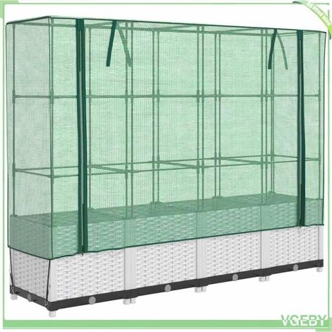 Jardinière surélevée avec housse - FAFEICY - 4015844 - 160x40x138 cm - Housse imperméable - Aspect rotin (1/5)