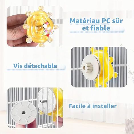 Jouet Interactif pour Perroquet, Jaune, Oiseaux Forme Roue Perruche, Convient aux Pinsons, Perruches, Perroquets Longue Queue Nombreux Autres Petits Animaux (1/4)
