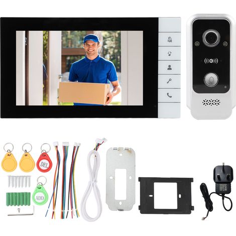 Kit interphone vidéo 7 pouces écran tactile IPS déverrouillage par carte IC vision nocturne grand angle 120° étanche IP65 (1/5)