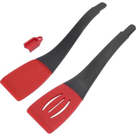 Pince de cuisine 3 en 1 avec système de verrouillage, embouts en silicone résistants à la chaleur, pour la maison et le restaurant (rouge et noir) (1/5)
