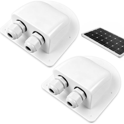 2 PCS Solaire Passe Toit Solar Presse, Boîte de Câble Solar Gland Double Entrée, Presse Etoupe Étanche pour Câble Panneau Solaire, Installation Facile pour Camping Car, Bateau et Maison (1/5)