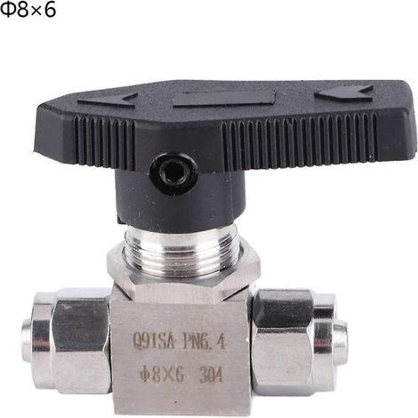Vanne à bille à entrée directe en acier inoxydable 304, vanne à bille à rotation rapide pour conduite d'eau et d'air (8 x 6 mm) (1/4)