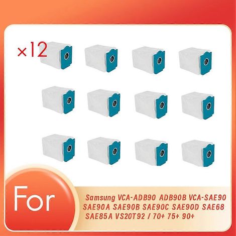 Lot de 12 sacs à poussière pour aspirateurs Samsung VCA-ADB90/ADB90B/VCA-SAE90 SAE90A/B/C/D/SAE68/SAE85A/VS20T92 / 70+/75+/90+ (1/5)