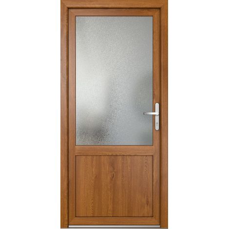 Porte de service 03, ouvrant vers l’extérieur, blanc/golden oak largeur: 98cm, hauteur: 200cm, sens d'ouverture: tirant droit