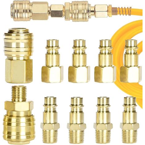 10pcs Pneumatic Racc-ord Compressor Fittings 1/4" Bsp, Quick Compressed Air Fitting, Compressor Fitting For Pneumatic Hose, Air Hose A-ir Compressed Connector Male Female (1/5)