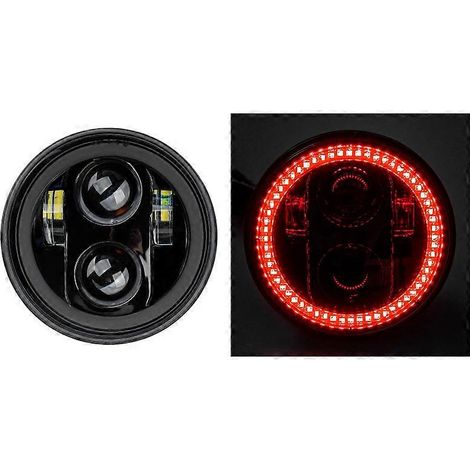 Phares rétro modifiés Benda Greystone 250 Venom en forme de X, ronds, étanches et résistants à la poussière, haute luminosité, sans danger pour les motos (noir et rouge). (1/5)