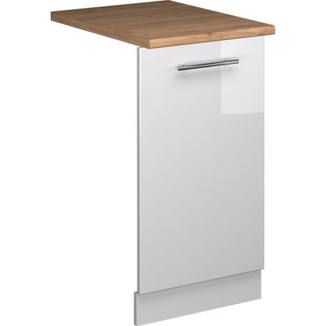Panel frontal del lavavajillas Fame-Line, Blanco alto brillo, 45 cm , ET Roble, Vicco