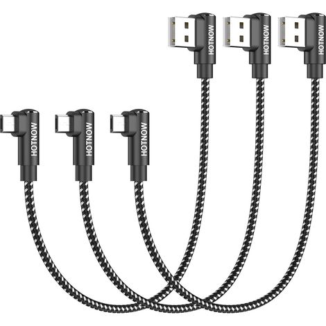 Câble Micro USB 30cm 3x USB-A vers Micro, Charge Rapide 90° (1/5)