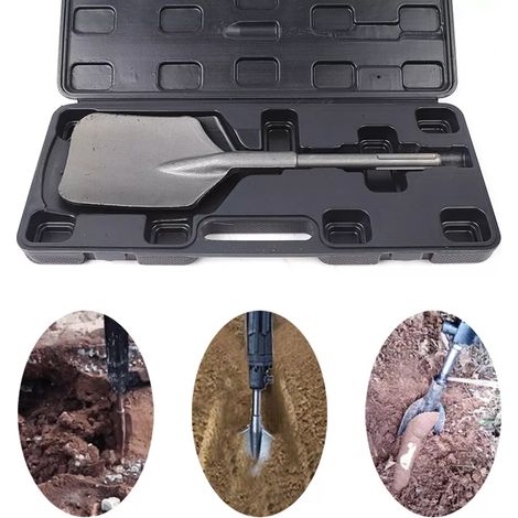 Senderpick – Bêche à argile ciseau SDS Max – Grattoir de sol pour béton et pierre – Acier chromé 40Cr – Longueur 400mm – Casse-céramique argent
