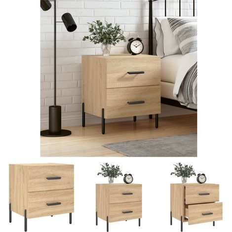 Stauraum Nachttisch - vidaXL Nachttisch Sonoma-Eiche 40x35x47,5 cm Holzwerkstoff - Metallfuß Nachttisch (1/5)