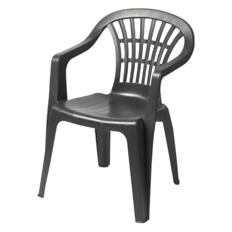 Silla Resina Monobloc Respaldo Bajo Gris Antracita Lyra (1/3)