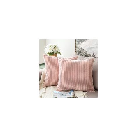 Housses de coussin en velours côtelé décoratives, 45x45 cm, rose, pour canapé, salon, chambre.