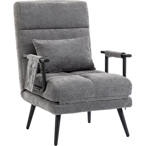 Poltrona letto pieghevole 3 in 1 reclinabile, 186 x 60 cm, grigia (1/5)