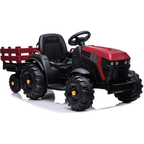 Tractor a batería BDM0925 con remolque, ruedas de EVA, MP3, color rojo. (1/5)