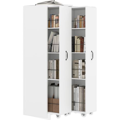 CHICFURN Libreria estensibile su ruote 51,5 x 41 x 158 cm MDF bianco (1/5)
