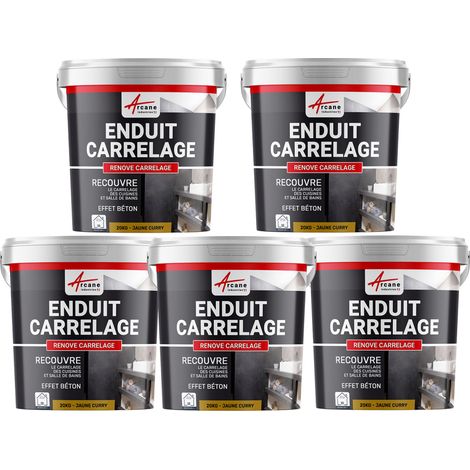 Enduit carrelage, salle de bain, cuisine, mural et sol, recouvre et rénove, faïence, masquage, renove carrelage - Offre Spéciale : 5 x 20KG Curry - ARCANE INDUSTRIES (1/2)