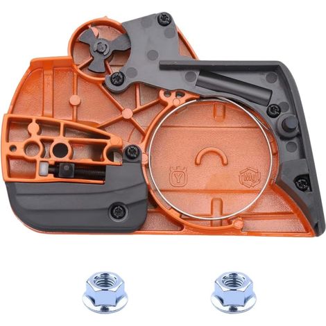 Couvercle d'embrayage pour tronçonneuse 135 140 435 440 135E 140E CS2240 Couvercle de frein en magnésium avec écrous de barre de rechange Orange Résistant à la rouille Utilisation extérieure (1/5)