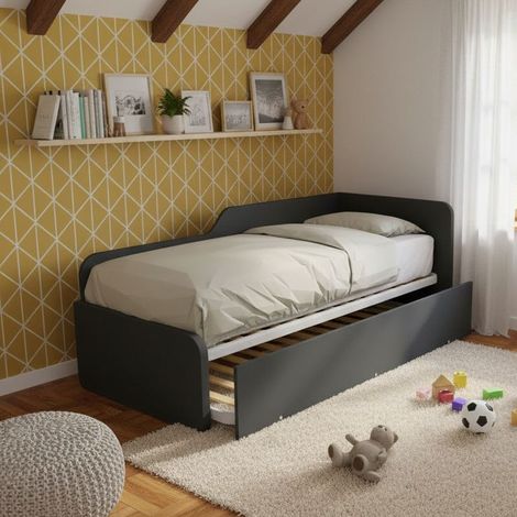 Divano letto sagomato 80x190 con letto estraibile e sollevabile - Basalto (1/5)