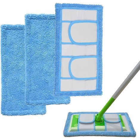 Lot de 3 bandes de rechange bleues compatibles avec le balai Swiffer, réutilisables (1/5)