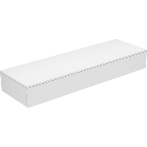 Buffet EDITION 400 2 façades coulissantes 1400 x 199 x 450 mm blanc brillant, verre anthracite clair KEUCO