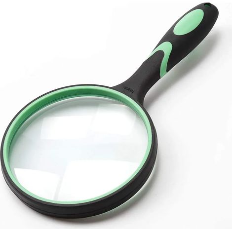 Large Magnifying Glass 10X Handheld Reading Magnifier for Seniors & Kids - 100MM 4INCHES Real Glass Magnifying Lens for Book Newspaper Reading, Insect and Hobby Observation, Classroom Science (GREEN)