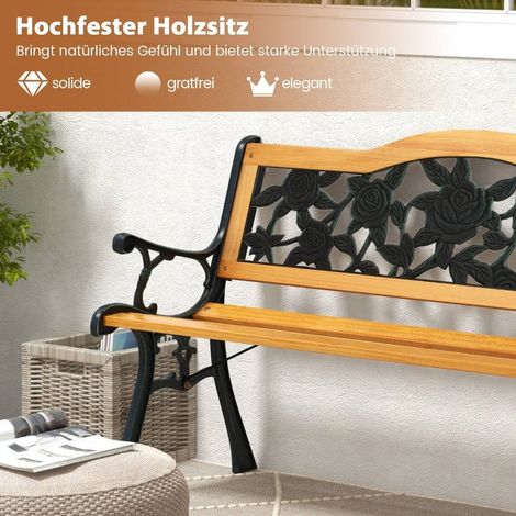 Gartenbank wetterfest 2 sitzer sitzbank mit armlehnen balkonbank holzbank 126 x 52 x 76 cm