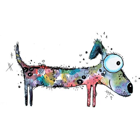 Tableau chambre enfant multicolore | Tableau chien coloré pour chambre de bébé | Tableau sur toile animaux pour chambre garçon 0,7 x 0,5 m (1/2)