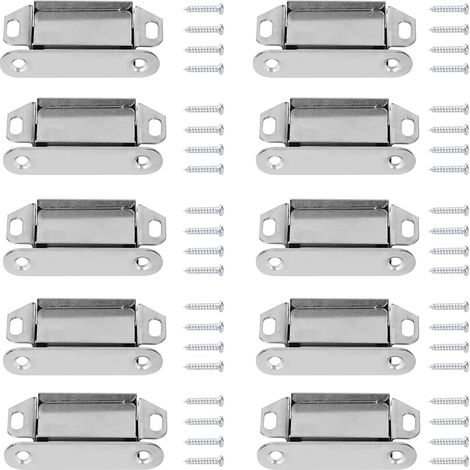 Lot de 10 ferme-portes magnétiques en acier inoxydable pour placards (1/5)