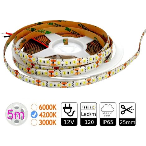 Jandei - Bande LED 12V DC 4200K SMD2835 120 LED m bobine externe 5m bandes LED (1/4)