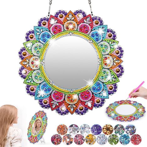 Diamond Painting Bastelset Spiegel für Kinder ab 6 Jahren, Mandala Kosmetikspiegel DIY Set (1/4)