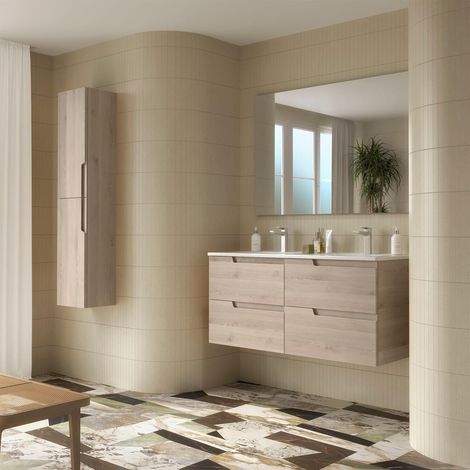 Meubles de salle de bains VIMA 1200 NATURAL + meuble-lavabo + miroir (1/2)
