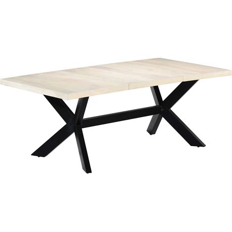 vidaXL Table de salle à manger Blanc 200x100x75cm Bois manguier massif (1/5)