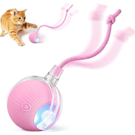Interaktives Spielzeug für Katzen und Hunde, 3 einstellbare Modi, mit Weckfunktion (rosa)