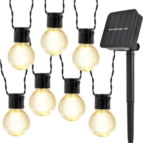 Guirnalda solar de luces para jardín, 5 m, 20 bombillas LED.