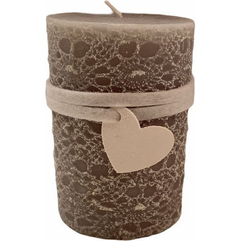 Candela cilindrica a cera effetto Ricamo decorazione natalizia h 10 cm (1/2)