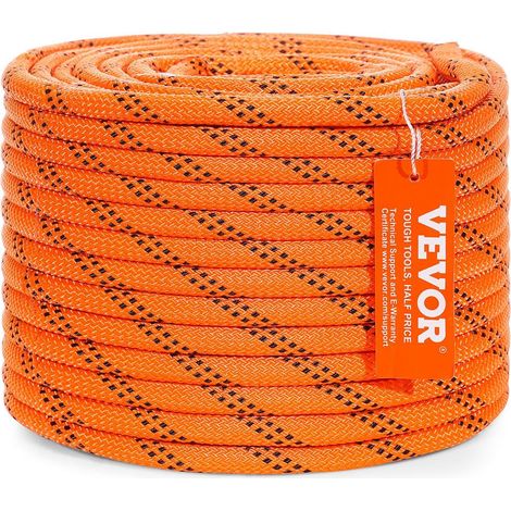 Grande résistance 17,79 kN : corde en polyester double tressé 48 brins 9,5 mm x 36,57 m pour camping randonnée balançoire (1/5)